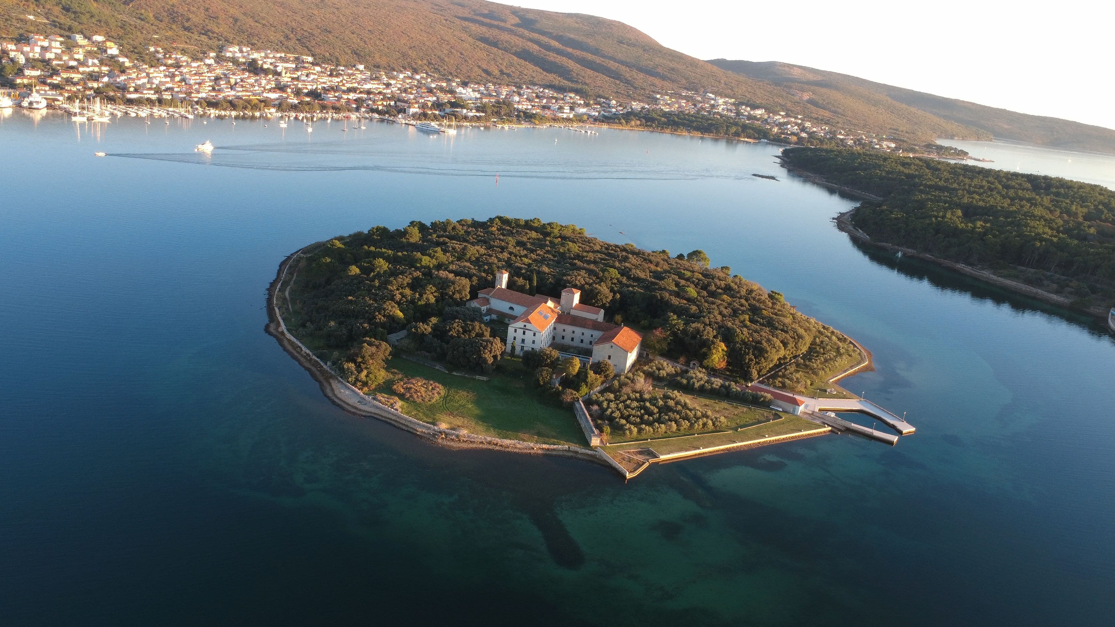 Košljun island monastery from above